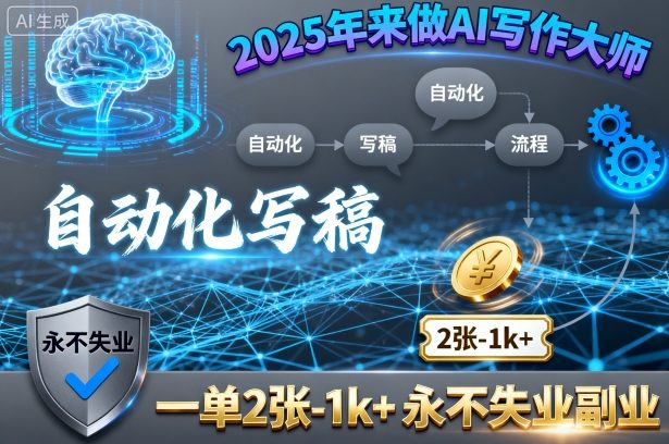 2025年来做AI写作大师，自动化写稿，一单2张-1k+，永不失业副业-创薯资源