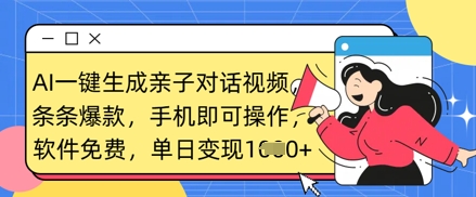 AI一键生成亲子对话视频，条条爆款，一部手机即可操作，单日变现数张-创薯资源