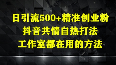 日引流500+精准创业粉，抖音共情自热打法，工作室都在用的方法-创薯资源