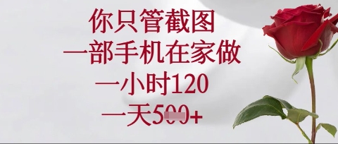 你只管截图，一部手机在家操作，一小时120.一天5张【揭秘】-创薯资源
