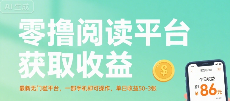 零撸阅读平台获取收益，最新无门槛平台，一部手机即可操作，单日收益50-3张【揭秘】-创薯资源