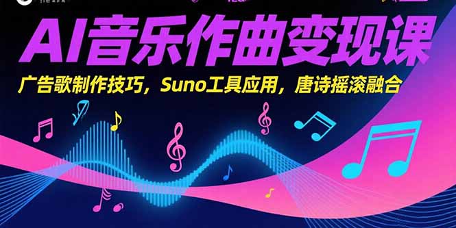 AI音乐作曲变现课，广告歌制作技巧，Suno工具应用，唐诗摇滚融合-创薯资源