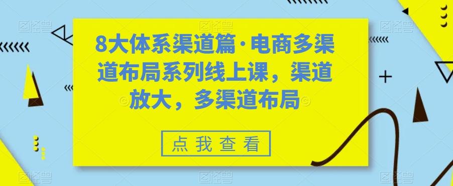 8大体系渠道篇·电商多渠道布局系列线上课，渠道放大，多渠道布局-创薯资源