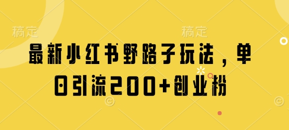 最新小红书野路子玩法，单日引流200+创业粉-创薯资源