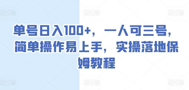 单号日入100+，一人可三号，简单操作易上手，实操落地保姆教程【揭秘】-创薯资源