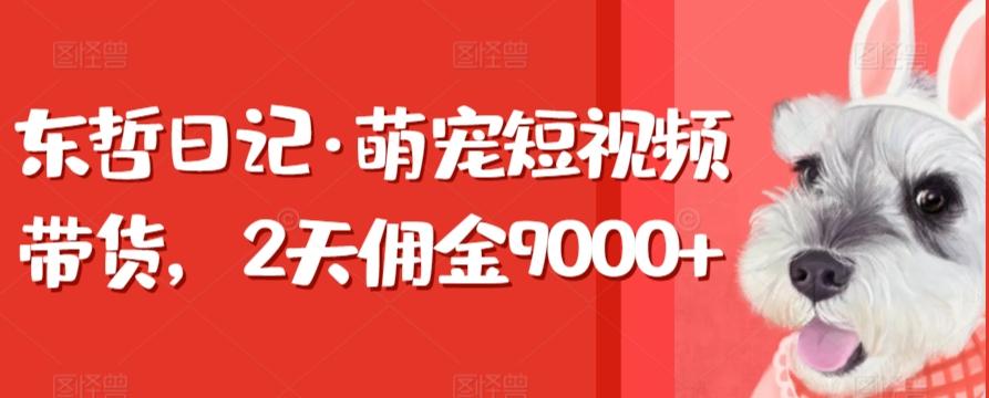东哲日记·萌宠短视频带货，2天佣金9000+-创薯资源