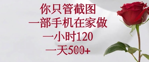 你只管截图，一部手机在家做，苹果安卓都可以，一小时120，一天5张+【揭秘】-创薯资源