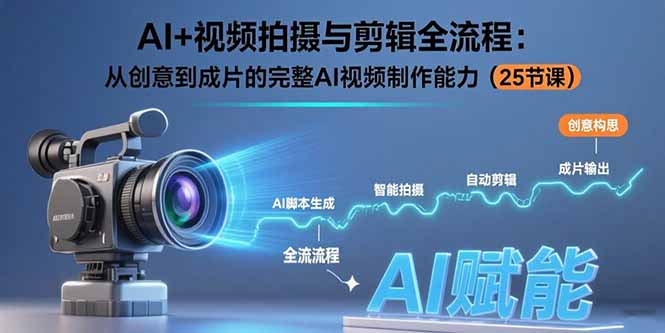 AI+视频拍摄与剪辑全流程：从创意到成片的完整AI视频制作能力(25节课-创薯资源