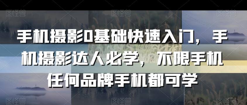 手机摄影0基础快速入门，手机摄影达人必学，不限手机任何品牌手机都可学-创薯资源