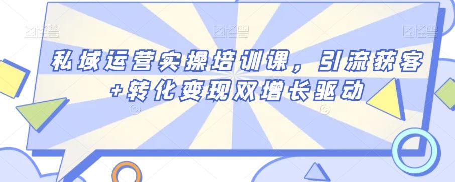 私域运营实操培训课，引流获客+转化变现双增长驱动-创薯资源