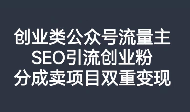 创业类公众号流量主，SEO引流创业粉，分成卖项目双重变现【揭秘】-创薯资源