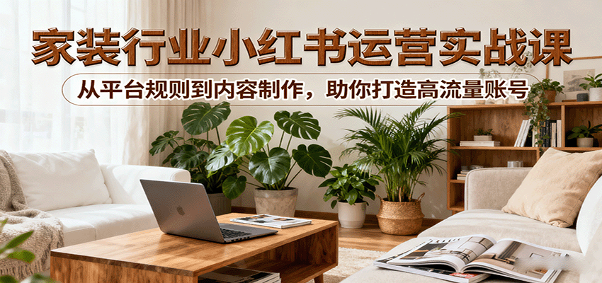 小红书家装行业运营实战课：从平台规则到内容制作，助你打造高流量账号-创薯资源