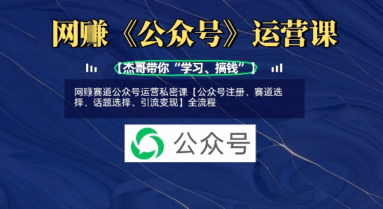 网创赛道公众号运营私密课【公众号注册、赛道选择、话题选择、引流变现】全流程-创薯资源