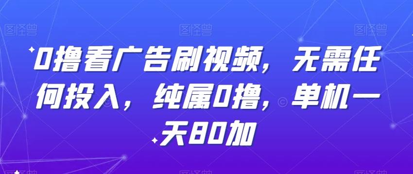 0撸看广告刷视频，无需任何投入，纯属0撸，单机一天80加-创薯资源