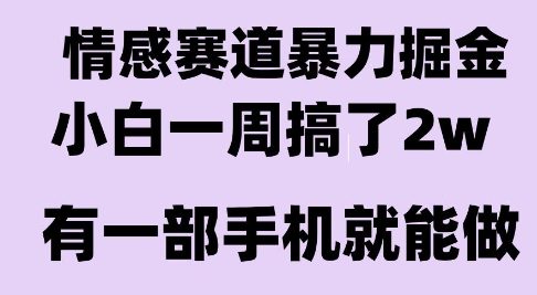 情感暴力掘金项目，新人操作一周挣了2W，长期稳定小白可做【揭秘】-创薯资源