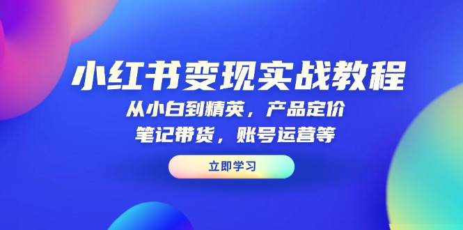 小红书变现实战教程：从小白到精英，产品定价，笔记带货，账号运营等-创薯资源