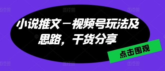 小说推文—视频号玩法及思路，干货分享-创薯资源