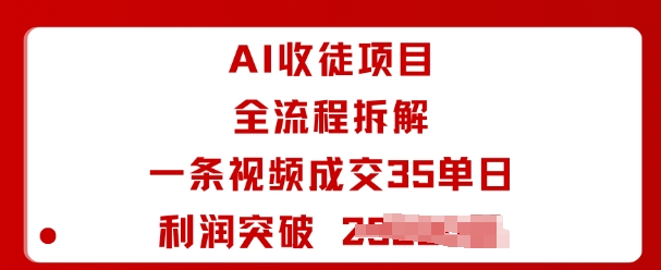AI收徒项目全流程拆解一条视频成交35单日利润突破1k+-创薯资源