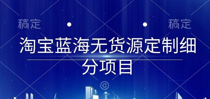 淘宝蓝海无货源定制细分项目，从0到起店实操全流程【揭秘】-创薯资源