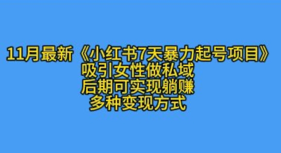 K总部落11月最新小红书7天暴力起号项目，吸引女性做私域【揭秘】-创薯资源