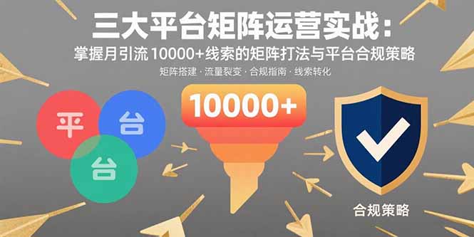 三大平台矩阵运营实战：掌握月引流10000+线索的矩阵打法与平台合规策略-创薯资源