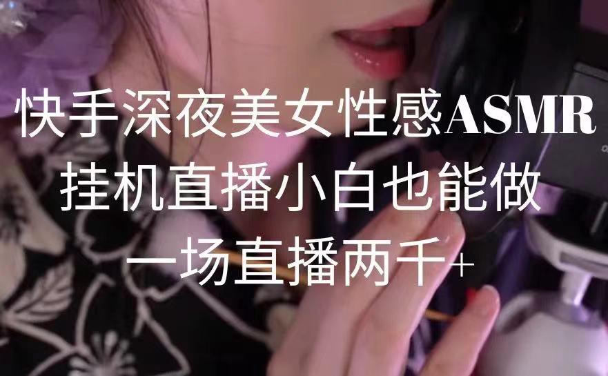 快手深夜美女性感ASMR挂机直播，小白也能做，一场直播两千+-创薯资源