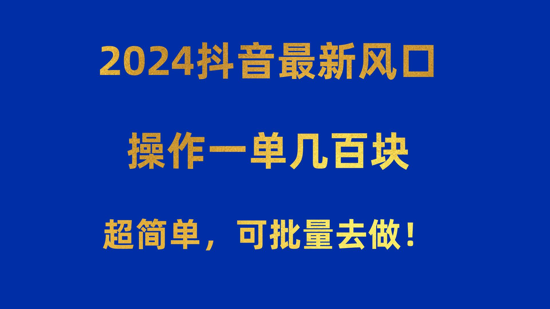 2024抖音最新风口！操作一单几百块！超简单，可批量去做！！！-创薯资源