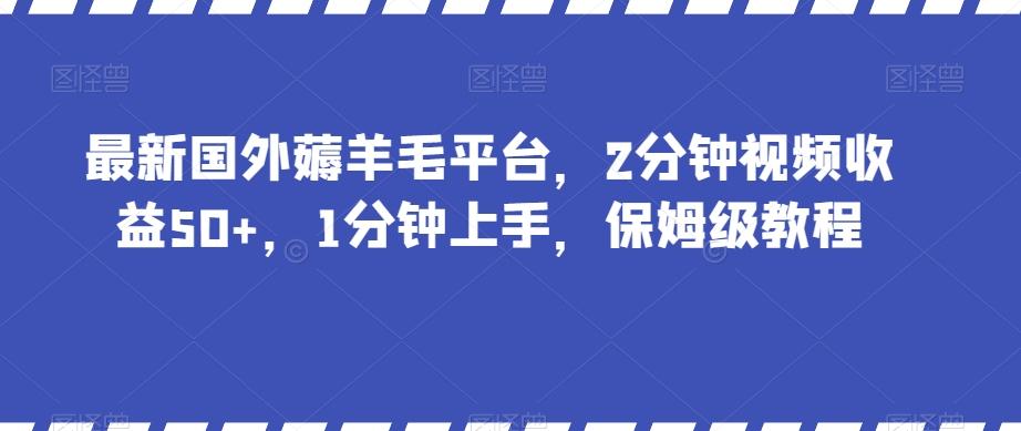 最新国外薅羊毛平台，2分钟视频收益50+，1分钟上手，保姆级教程【揭秘】-创薯资源