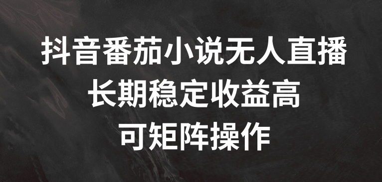 抖音番茄小说无人直播，长期稳定收益高，可矩阵操作【揭秘】-创薯资源