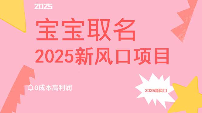 2025新风口项目宝宝取名，0成本高利润，附保姆级教程，月入过万不是梦-创薯资源