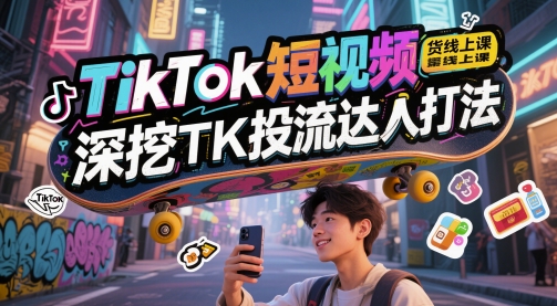 TikTok短视频带货线上课，深挖TK投流达人打法-创薯资源