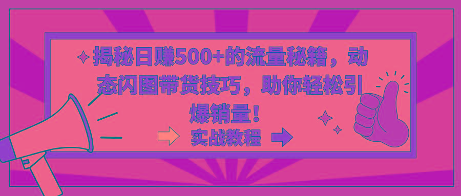 揭秘日赚500+的流量秘籍，动态闪图带货技巧，助你轻松引爆销量！-创薯资源