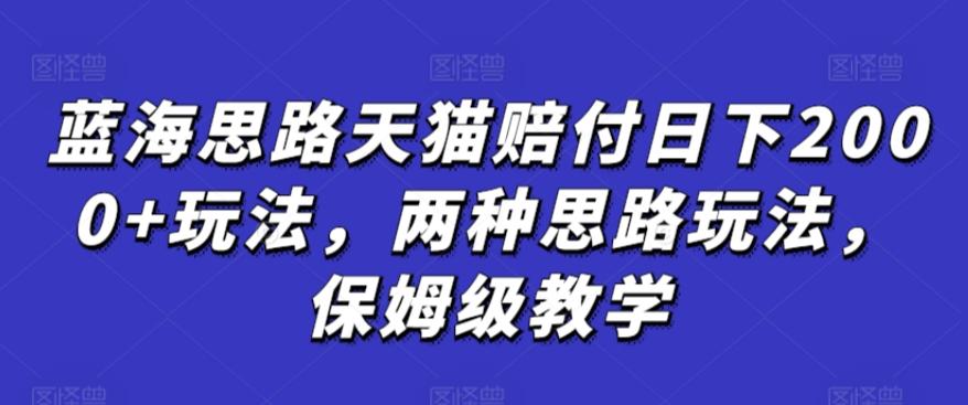 蓝海思路天猫赔付日下2000+玩法，两种思路玩法，保姆级教学【仅揭秘】-创薯资源