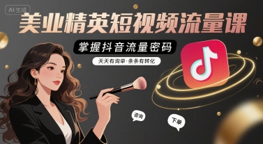 美业精英短视频流量课，掌握抖音流量密码，天天有询单，条条有转化-创薯资源