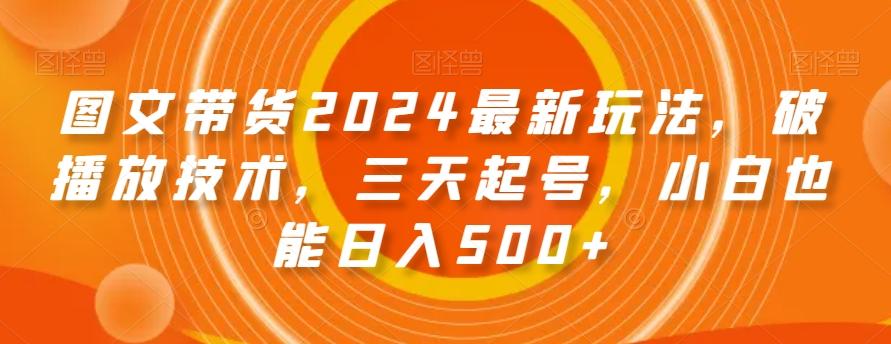 图文带货2024最新玩法，破播放技术，三天起号，小白也能日入500+【揭秘】-创薯资源