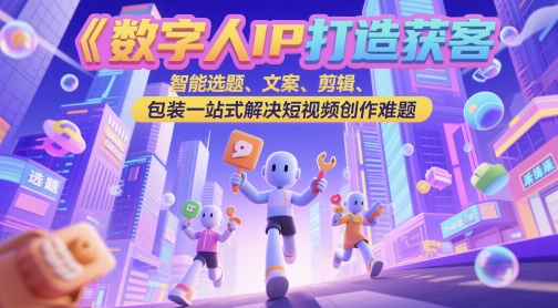 数字人IP打造获客变现实操课，智能选题、文案、剪辑、包装一站式解决短视频创作难题-创薯资源