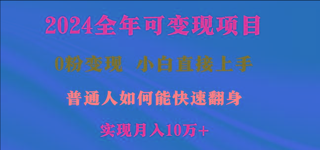 2024全年可变现项目，一天收益至少2000+，小白上手快，普通人就要利用互…-创薯资源