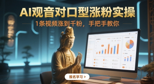 AI观音对口型涨粉实操，1条视频涨到千粉，手把手教你-创薯资源