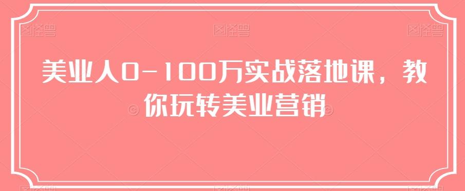 美业人0-100万实战落地课，教你玩转美业营销-创薯资源