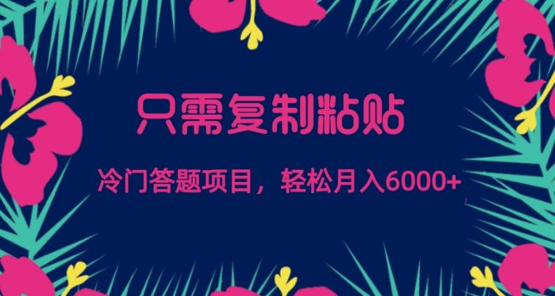 只需复制粘贴，冷门答题项目，轻松月入6000-创薯资源