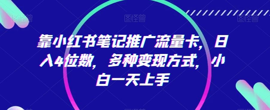靠小红书笔记推广流量卡，日入4位数，多种变现方式，小白一天上手-创薯资源