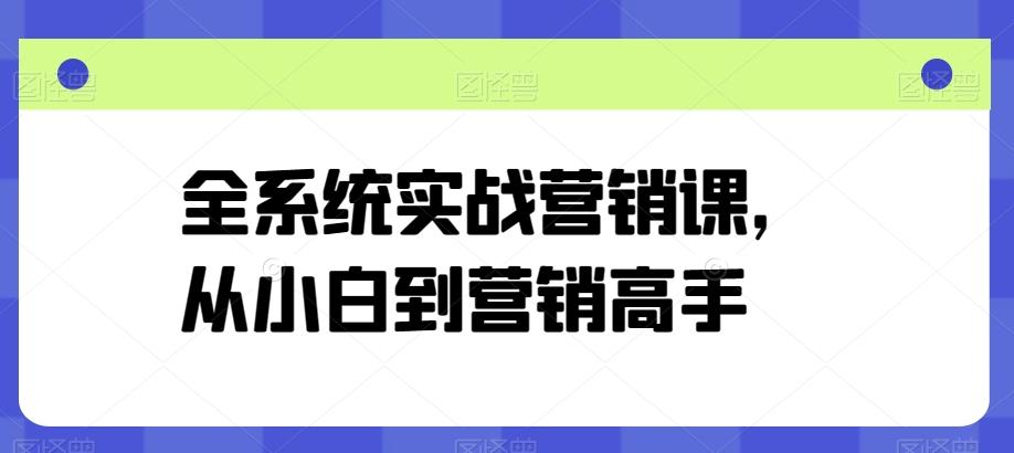 全系统实战营销课，从小白到营销高手-创薯资源