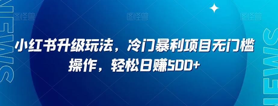 小红书升级玩法，冷门暴利项目无门槛操作，轻松日赚500+【揭秘】-创薯资源