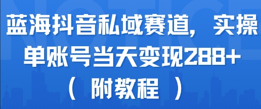 蓝海抖音私域赛道，实操单账号当天变现288+(附教程)-创薯资源