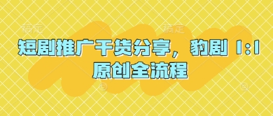 短剧推广干货分享，豹剧 1:1原创全流程-创薯资源