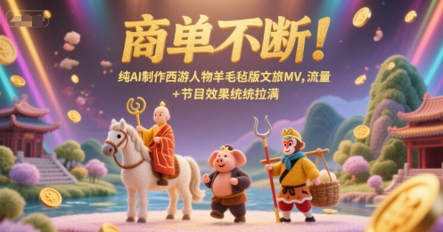 商单不断！纯AI制作西游人物羊毛毡版文旅MV，流量+节目效果统统拉满-创薯资源