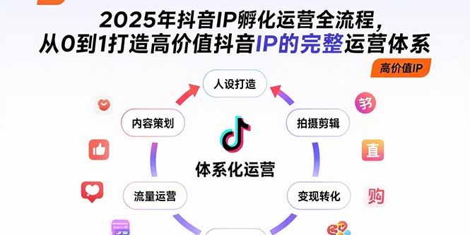 2025年抖音IP孵化运营全流程，从0到1打造高价值抖音IP的完整运营体系-创薯资源