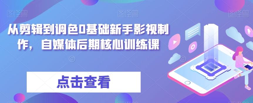 从剪辑到调色0基础新手影视制作，自媒体后期核心训练课-创薯资源