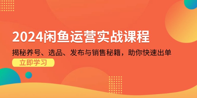 2024闲鱼运营实战课程：揭秘养号、选品、发布与销售秘籍，助你快速出单-创薯资源