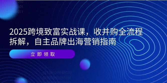 2025跨境致富实战课，收并购全流程拆解，自主品牌出海营销指南-创薯资源